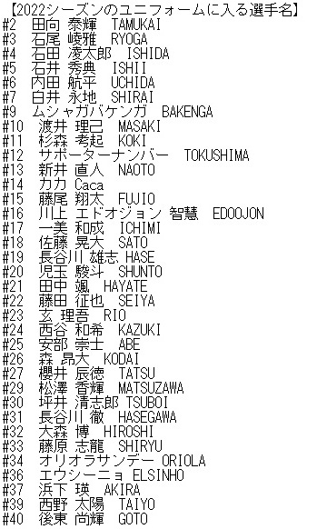 徳島ヴォルティス ネーム 2022